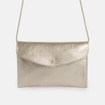 Elegante Clutch aus Leder – Metallic Champagner