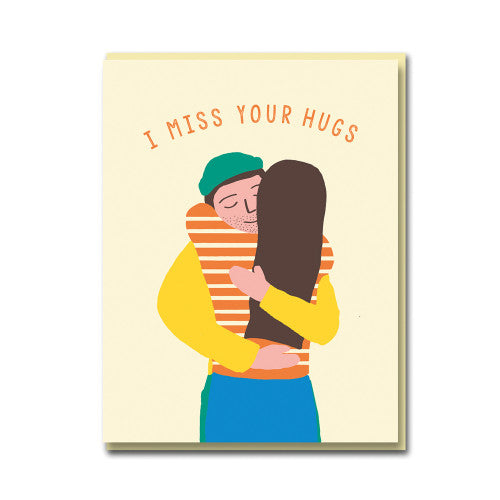 Folding card with envelope "I Miss Your Hugs"