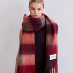 Reykjavik-Schal - 100 % recycelt - Burgunder-Karo