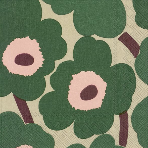 Napkins "UNIKKO green rose" 25x25cm