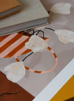 Poster WHITE FLOWERS IN STRIPED VASE 30x40 cm