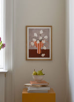 Poster WHITE FLOWERS IN STRIPED VASE 30x40 cm