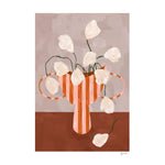 Poster WHITE FLOWERS IN STRIPED VASE 30x40 cm