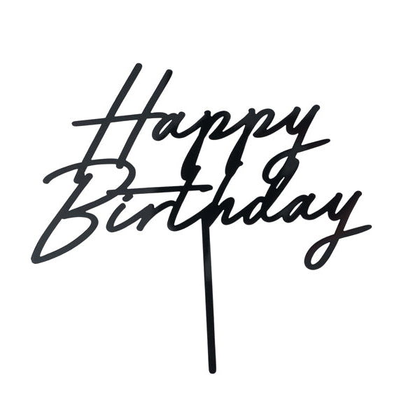 Happy Birthday - Cake Topper - Schwarz