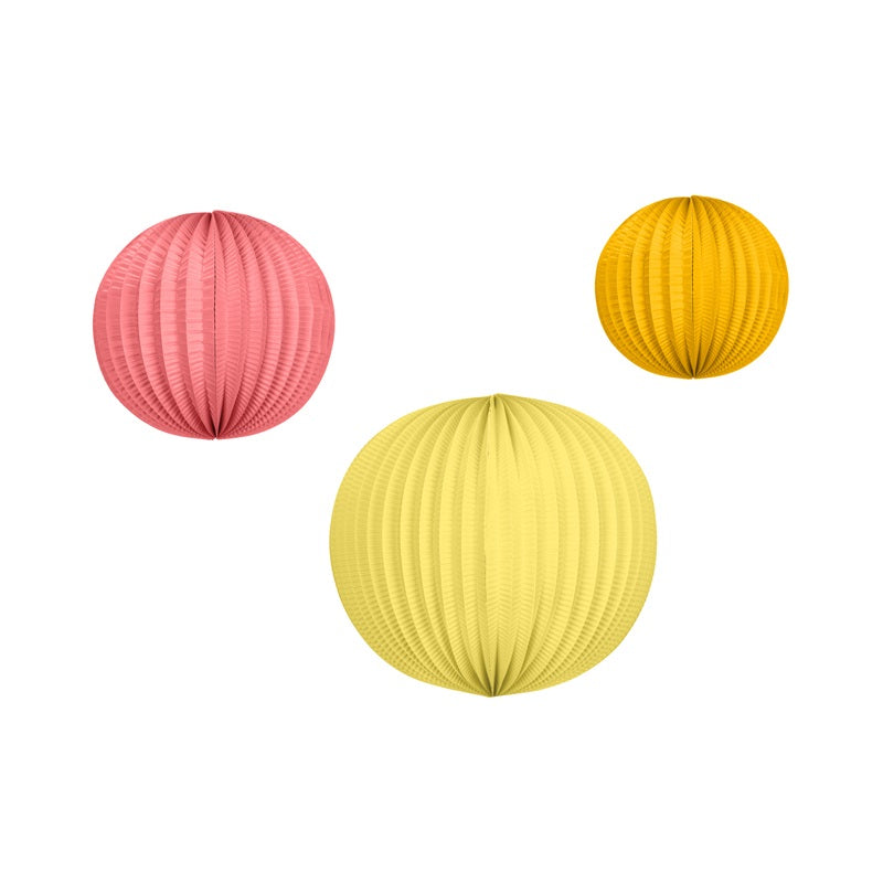 Lampion - Set orange, pink, gelb