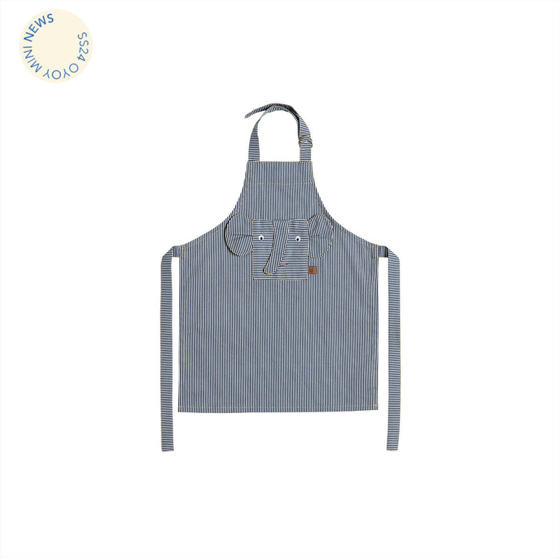 elephant apron made of striped denim