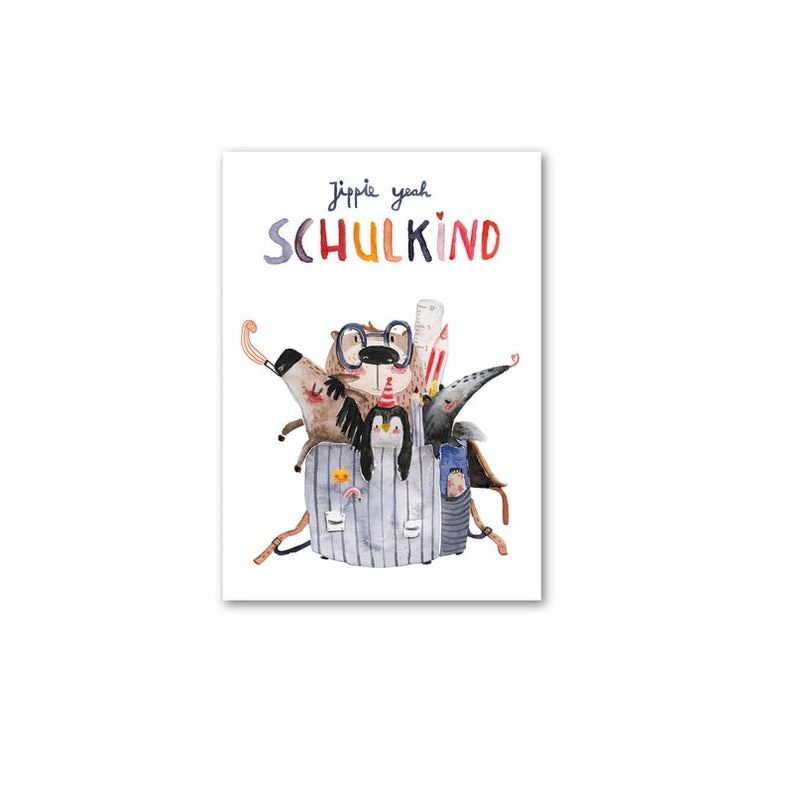 Postkarte "jippie yeah Schulkind"