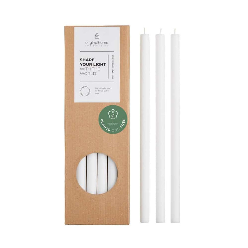 thin taper candles 10 pcs - white