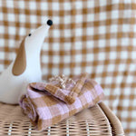 Musselin Tuch Vichy Karamelle-Mauve