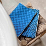 Pouch L - Blau/Marineblau kariert