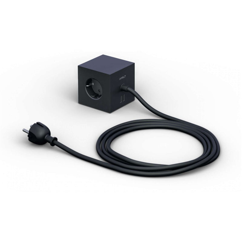 Square Magnet Steckdose und USB Ladestation black